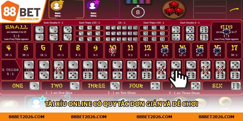 Tài xỉu online có quy tắc đơn giản và dễ chơi